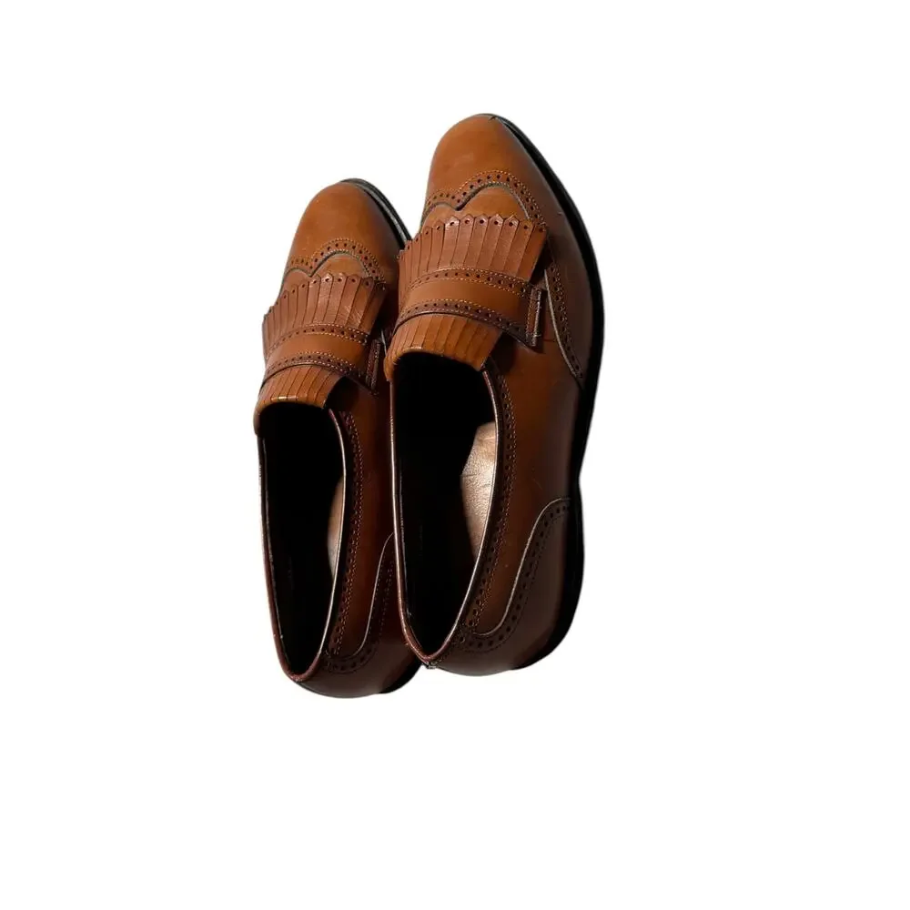 Allen Edmonds Bridgeton Loafers Mens 8.5D Brown Leather Kiltie Wingtip Slip On